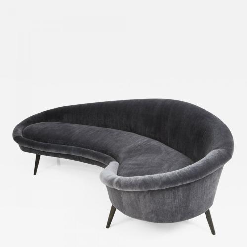 Mid Century Style Curved Sofa, Organic-form. Re-upholstered