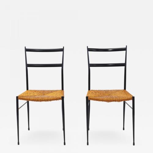 Pair of Mid Century Metal Superleggera Chairs, Attributed to Gio Ponti.