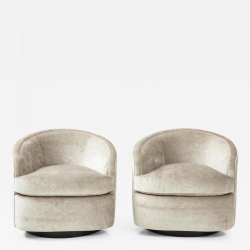 Pair of Milo Baughman style swivel chairs