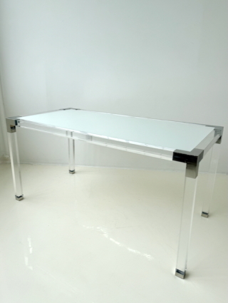 Contemporary acrylic and chrome dining table desk 