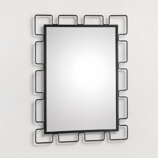 Mid Century Wrought Iron Mirror in the Manner of Jean Rogere.